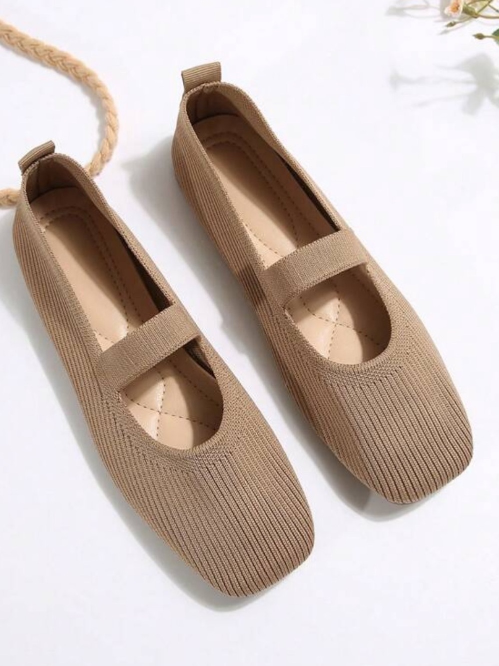 Khaki Knit Mary Jane Flats - Women - Picture 3 of 4